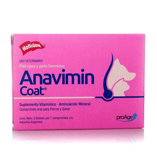 Suplemento Anavimin Coat Piel Sana  Caja con 3 blisters de 7 com c/u|Medicamentos perros y gatos|Medicamentos pet
