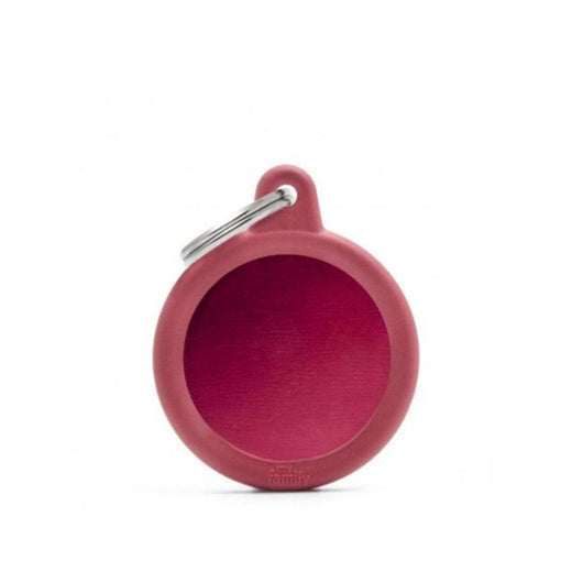 Placa ID My Family Círculo Goma Roja de Aluminio | Accesorios Perros y Gatos | Anipet Colombia