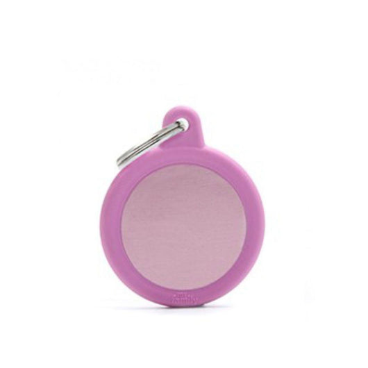 Placa ID My Family Círculo Goma Rosa de Aluminio | Accesorios Perros y Gatos | Anipet Colombia