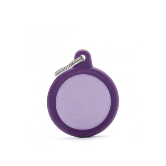 Placa ID My Family Círculo Goma Violeta de Aluminio | Accesorios Perros y Gatos | Anipet Colombia