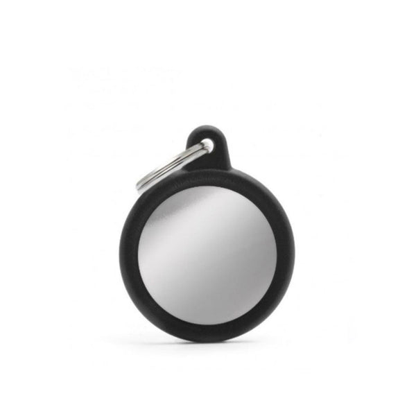 Placa ID My Family Círculo Goma Negra Bronce Cromado | Accesorios Perros y Gatos | Anipet Colombia