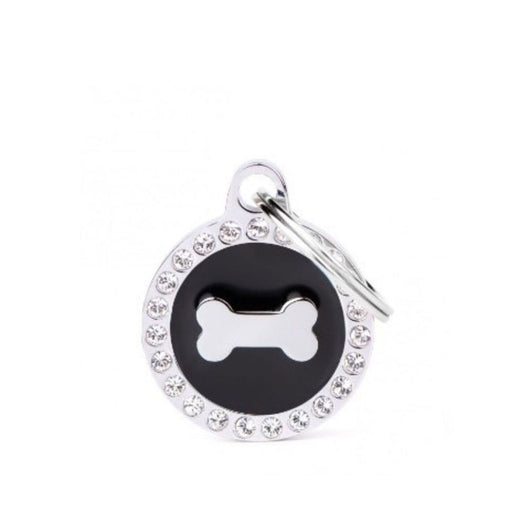 Placa ID My Family Círculo Pequeño Hueso Glam Negro | Accesorios Perros | Anipet Colombia