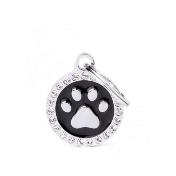 Placa ID My Family Círculo Pequeño Huella Negra Glam | Accesorios Perros y Gatos | Anipet Colombia