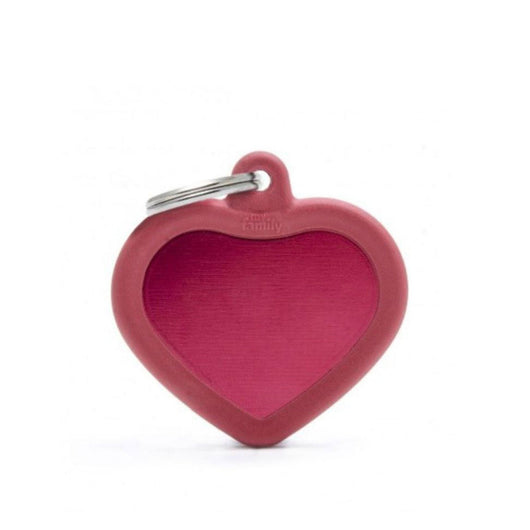 Placa ID My Family Corazón Goma Rojo en Aluminio | Accesorios Perros y Gatos | Anipet Colombia