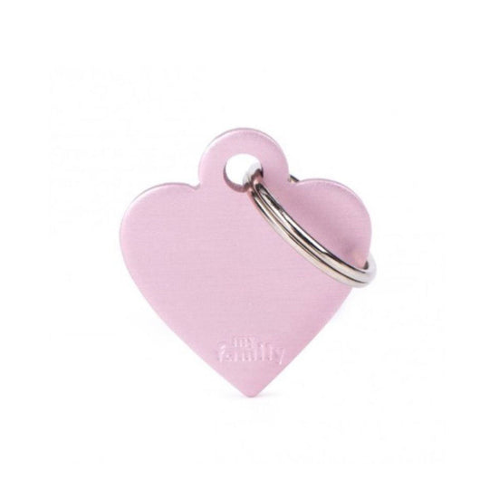 Placa ID My Family Corazón Pequeño Rosa en Aluminio | Accesorios Perros y Gatos | Anipet Colombia