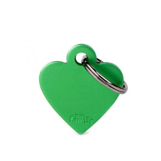 Placa ID My Family Corazón Pequeño Verde en Aluminio | Accesorios Perros y Gatos | Anipet Colombia