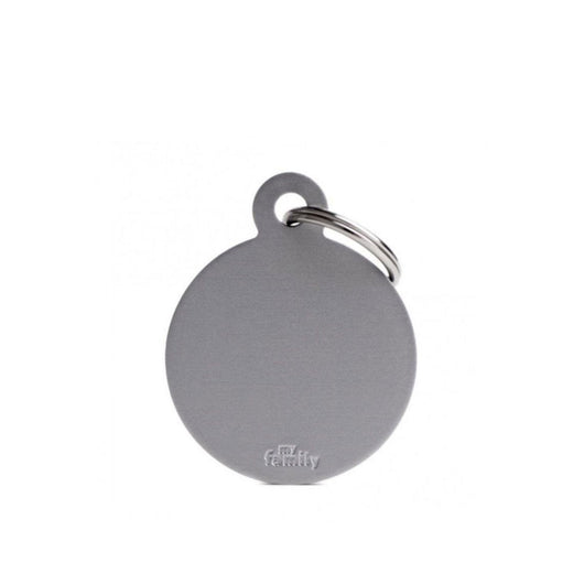 Placa ID My Family Círculo Grande Gris en Aluminio | Accesorios Perros y Gatos | Anipet Colombia