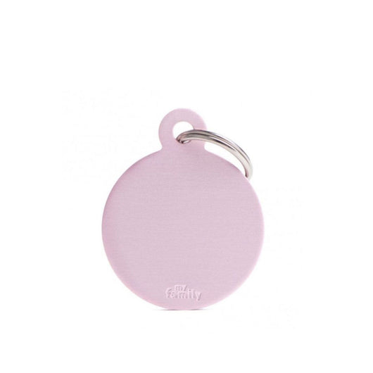 Placa ID My Family Círculo Grande Rosa en Aluminio | Accesorios Perros y Gatos | Anipet Colombia