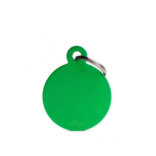 Placa ID My Family Círculo Grande Verde en Aluminio | Accesorios Perros y Gatos | Anipet Colombia
