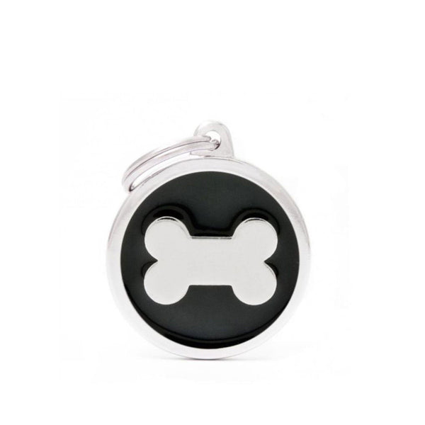 Placa ID My Family Círculo Hueso Grande Negro | Accesorios Perros y Gatos | Anipet Colombia