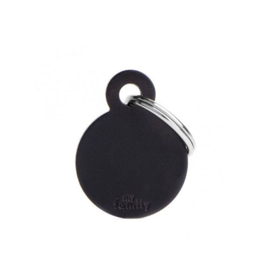 Placa ID My Family Círculo Pequeño Negro en Aluminio | Accesorios Perros y Gatos | Anipet Colombia