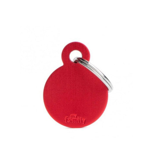 Placa ID My Family Círculo Pequeño Rojo en Aluminio | Accesorios Perros y Gatos | Anipet Colombia