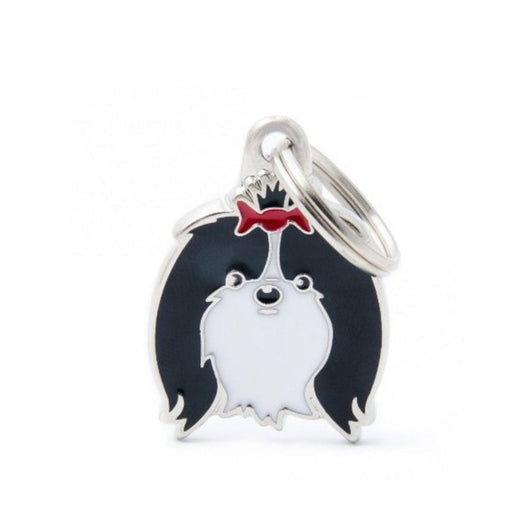 Placa ID My Family Shih Tzu Blanco y Negro Con Moño | Accesorios Perros | Anipet Colombia