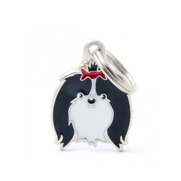 Placa ID My Family Shih Tzu Blanco y Negro Con Moño | Accesorios Perros | Anipet Colombia