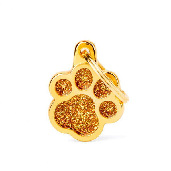 Placa ID My Family Huella Pequeña Oro Glitter | Accesorios Perros y Gatos | Anipet Colombia