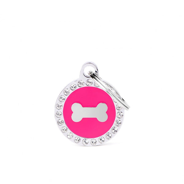 Placa ID My Family Círculo Pequeño Fuscia Hueso Glam | Accesorios Perros y Gatos | Anipet Colombia