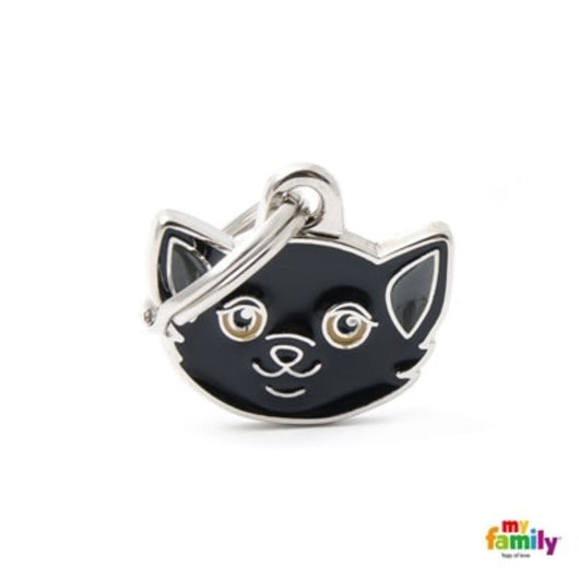 Placa ID My Family Gato Europeo Negro Caricatura | Accesorios Gatos | Anipet Colombia