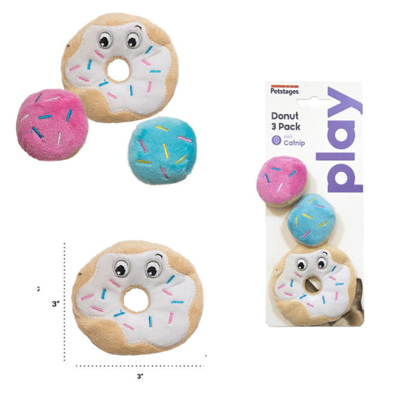 Juguete Peststages Gato Peluche Donas x 3 Unidades | Accesorios | Medicamentos pet