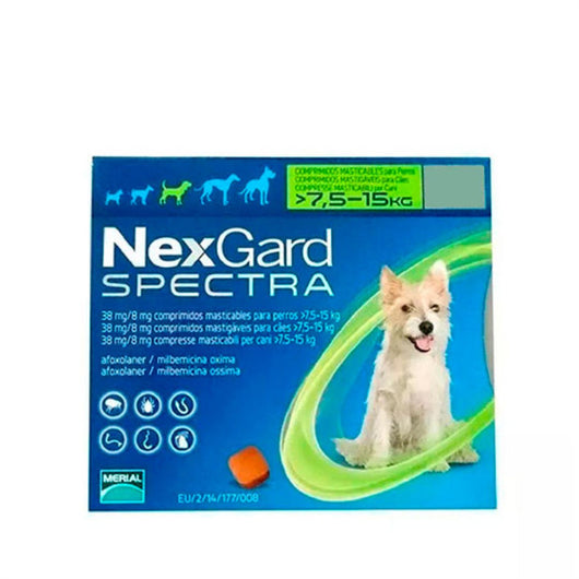 Antiparasitario Perro Nexgard Spectra Antipulgas M De 7,5 A 15kg|Medicamentos perros y gatos|Medicamentos pet