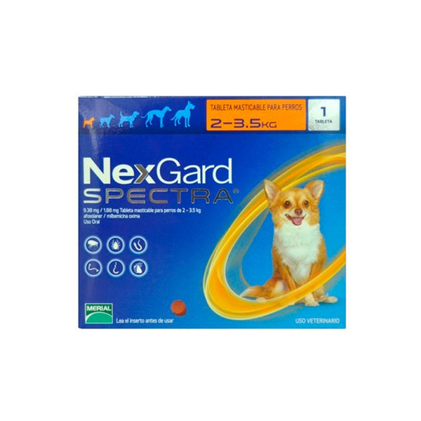 Antiparasitario Perro Nexgard Spectra Antipulgas Xs De 2 A 3,5kg|Medicamentos perros y gatos|Medicamentos pet