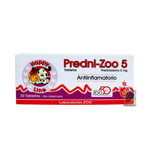 Antinflamatorio Mixto Predni-Zoo Tab 5mg Caja X 30 Uds|Medicamentos perros y gatos|Medicamentos pet