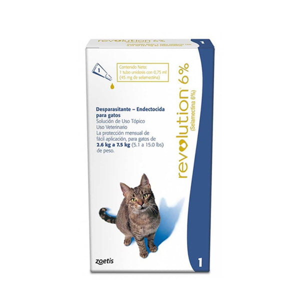 Antiparasitario Gato Revolution 6% Azul Gatos - 0.75ml|Medicamentos perros y gatos|Medicamentos pet