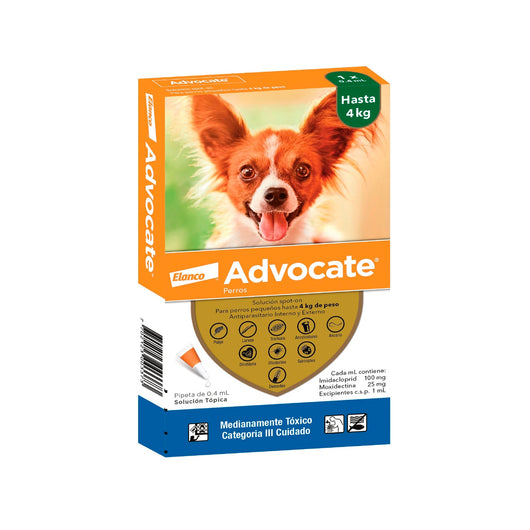 Antiparasitario Advocate perro hasta 4kg 0.4ml|Medicamentos perros y gatos|Medicamentos pet