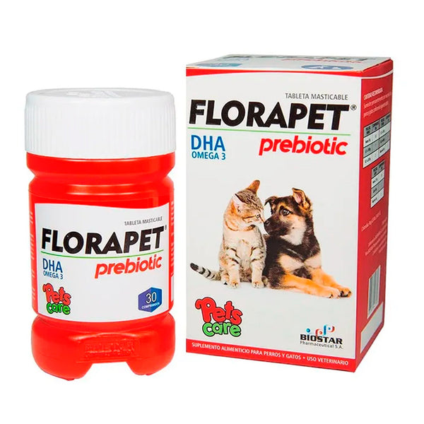 Florapet Prebiotic Con DHA omega 3 Para Perro y Gato x 30 Comprimidos|Medicamentos perros y gatos|Medicamentos pet