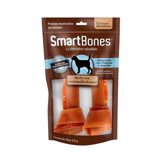 Snack Para Perro Smartbones Mantequilla Mani 2 Huesos Medianos 141gr | Snacks | Medicamentos pet